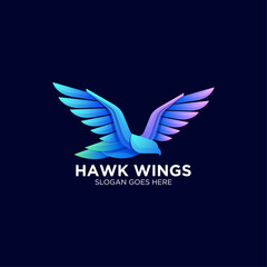 Vector Logo Illustration Hawk Wings Gradient Colorful Style