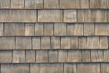 Background from a wall made of wooden shingles - 613718022