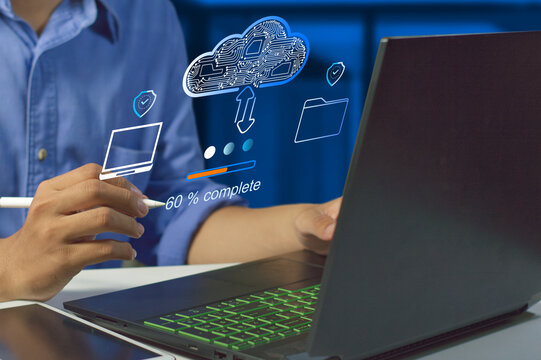 security using  FTP ( File Transfer Protocol )  to exchange  and transfer digital files  with internet cloud technology