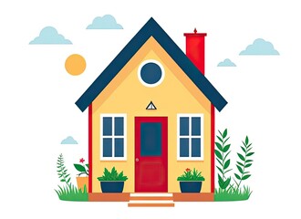 Small house and happy family. Generative Ai