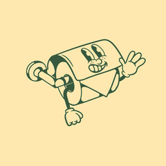 Vintage character design of toilet paper