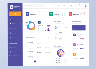 Infographic dashboard. UI design with graphs, charts and diagrams. Web interface template for business presentation.