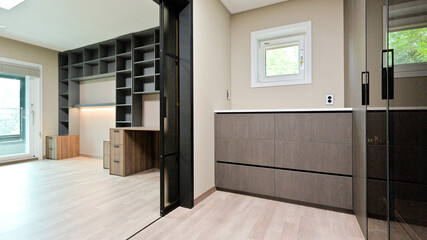 Luxurious and neat dressing room with a hotel feel