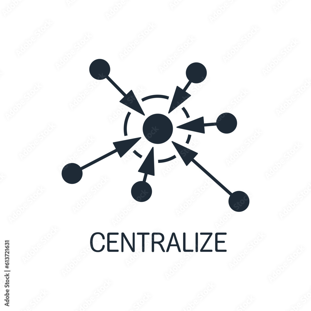 Poster centralization, concentration.vector linear icon isolated on white background.