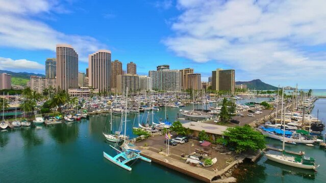Drone Over Honolulu City