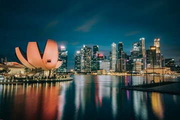 city skyline at night Singapore