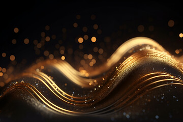 Abstract black background for design, business, powerpoint, presentation, shiny gold colour