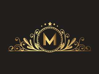 luxury m logo creative modern business logo,mc unique letter mark logo color golden & black
