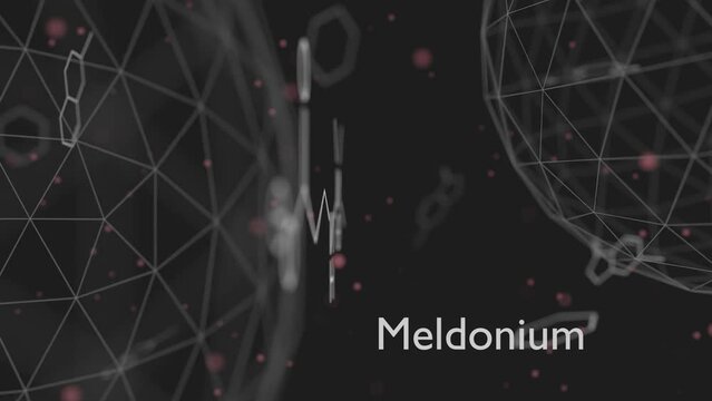 Meldonium anti-ischemic drug molecule. Used in treatment of angina and myocardial infarction. Skeletal formula.