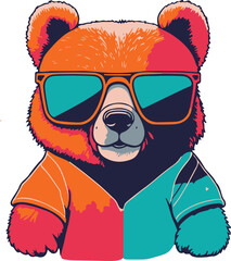 grizzly bear with sunglasses, thug life, bear with shades, vector, illustration, for tattoo and t-shirt printings, t shirt