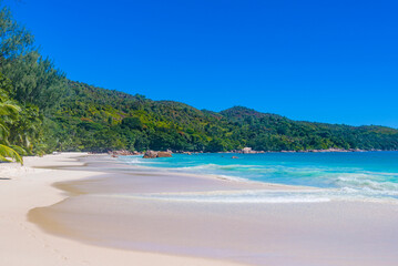 Fototapeta na wymiar Anse Lazio beach on the Praslin island in Seychelles