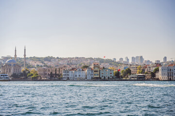 Fototapeta premium A panorama photo of Bosporus strait, Istanbul. Turkiye