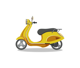 Naklejka na ściany i meble A Premium Scooter Vector Illustration Design. Sports Cross-Country Two-Wheeled Transport Of Various Types. Colorful Motorized Scooter. Vector Flat Style Cartoon Illustration 3d, Side Rear View.