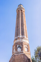 Minaret of Alaaddin Mosque in Antalya, Turkey. Yivli Minare