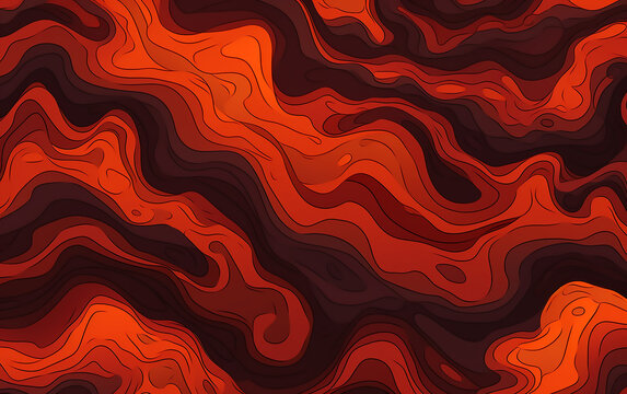 Abstract red pattern with lava. Generative AI technology.
