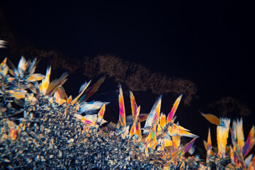 Effects of polarization on crystallization of chmemical substaces as show under the microscope