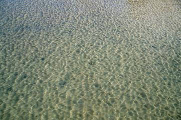 Shallow Water Over a White Textured Sand Bottom in Waikiki, Hawaii.