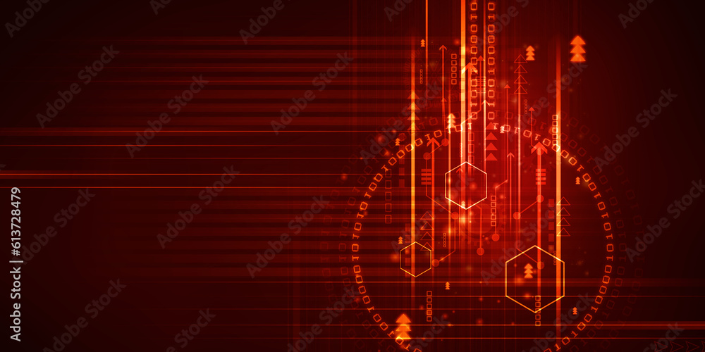 Poster 2d illustration abstract digital binary data on computer screen