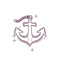 Hand Drawn Anchor. Doodle Vector Sketch Illustration