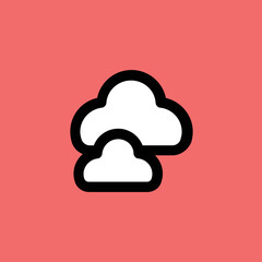 Flat rounded icon of cloud 