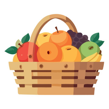 Fresh organic fruit basket, ripe for healthy eating