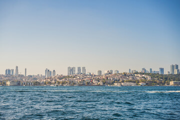 Fototapeta na wymiar A panorama photo of Bosporus strait, Istanbul. Turkiye