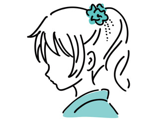 かわいい着物の浴衣姿の女性／手書きイラスト素材