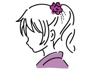 Fototapeta premium かわいい着物の浴衣姿の女性／手書きイラスト素材