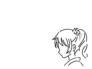 かわいい着物の浴衣姿の女性／手書きイラスト素材