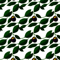 seamless pattern with branches and leaves