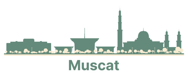 Obraz premium Abstract Muscat Oman City Skyline with Color Buildings.