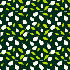 seamless pattern of green and white leaves
