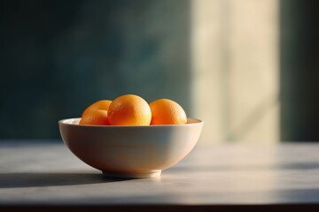 Large Tabletop with a Bowl of Oranges. Generative AI