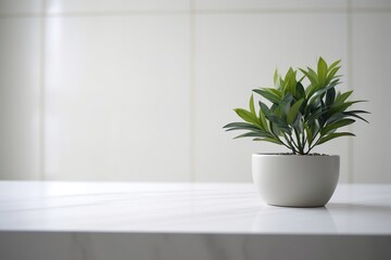 Pristine White Countertop in a Minimalistic Kitchen. Generative AI