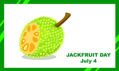 cut ripe jackfruit in green frame and bold text. commemorate Jackfruit Day on July 4th

