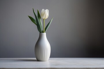 Elegant White Tulip in a Clear Glass Vase Embracing Simplicity. Generative AI