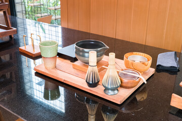 Set of Organic Green Matcha Tea ceremony.