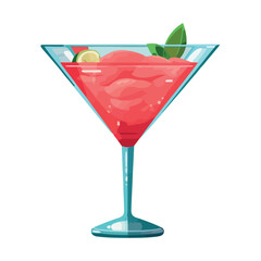 Refreshing cocktail in martini glass with fruit