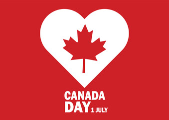 Canada Day Vector illustration. 1 July. Holiday concept. Template for background, banner, card, poster with text inscription.