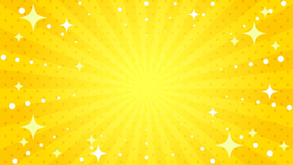 キラキラ輝くポップでかわいい集中線の背景（黄色）