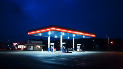 Fototapeta na wymiar Gas station in the night 