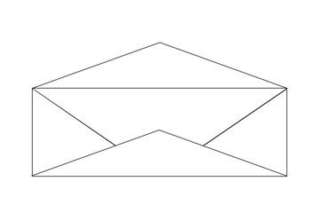 Template of an open blank envelope. Thin line icon. Courier concept.