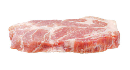 sliced raw pork meat isolated on white background.