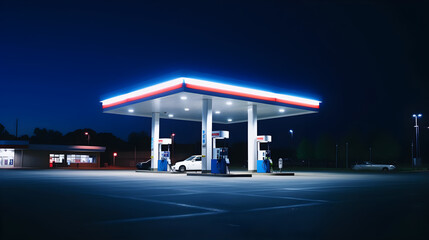 Fototapeta na wymiar Gas station in the night 