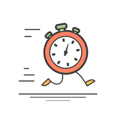 Logo in color fast delivery stopwatch with legs. Technology. Vector illustration. Flat design style.