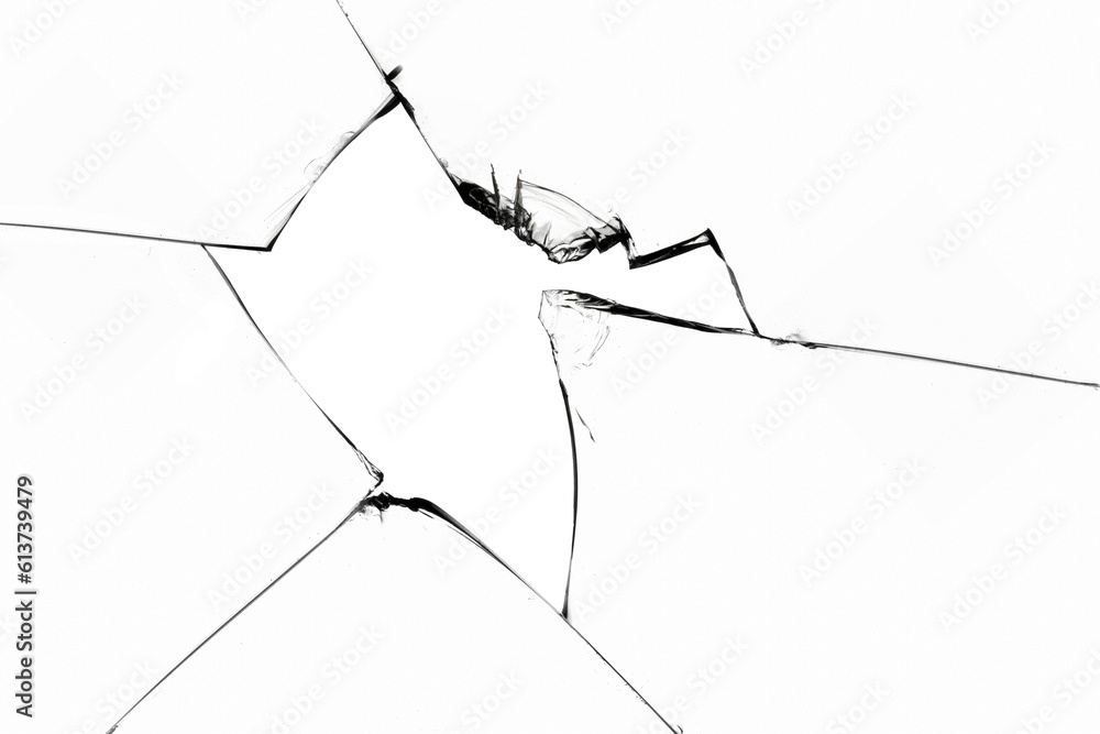 Poster a broken window with cracks and pieces of sharp glass. cracked texture for design