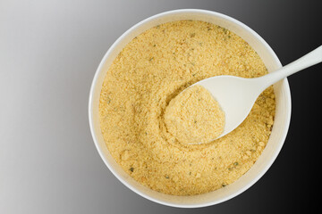 Chicken broth powder. A spoonful of chicken flavoring. Chicken soup. Chicken stock powder.