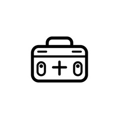 Frist aid box, black and white box, isolated in white background, vector illustration.