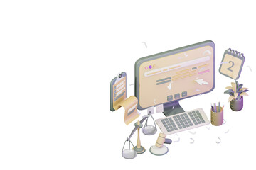 3D workflow concept of law professional lawyer
