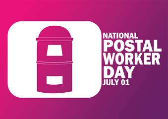 National Postal Worker Day Vector illustration. July 01. Holiday concept. Template for background, banner, card, poster with text inscription.